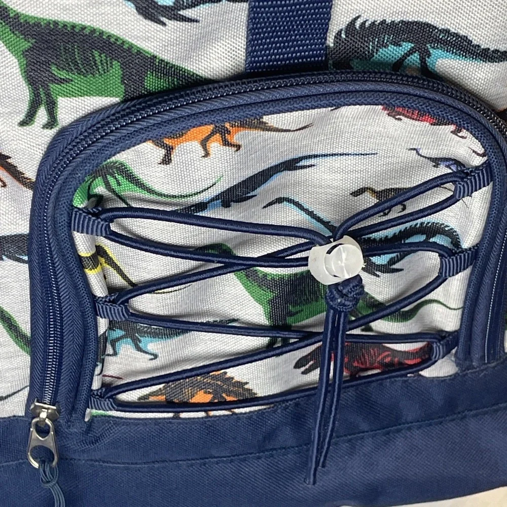 Tommy Bahama‎ Kids Backpack Bag Navy Blue/Grey Colorful Dinosaurs 4 Zip Pockets